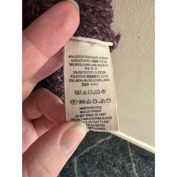 Free People Small Dylan Wool Linen Purple Cable Knit Turtleneck Sweater Womens - Picture 6 of 6